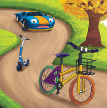 BilinEnglish-Serbian-Bilingual-children's-picture-book-Wheels-The-Friendship-Race-page6