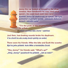 Wheels-The-Friendship-Race-English-Czech-Bilingual-children_s-picture-book-Page-1