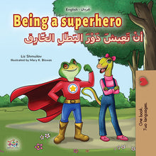 Arabic-English-dual-language-book-for-kids-Being-a-Superhero-cover