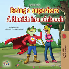 Bilingual-English-Irish-children's-book-Being-a-superhero-cover