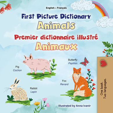 First-Picture-Dictionary-Animals-English-French-Bilingual-children-book-cover