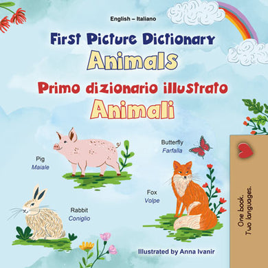 First-Picture-Dictionary-Animals-English-Italian-Bilingual-children-book-cover