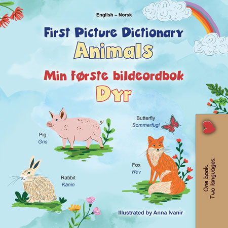 First-Picture-Dictionary-Animals-English-Norwegian-Bilingual-children-book-cover