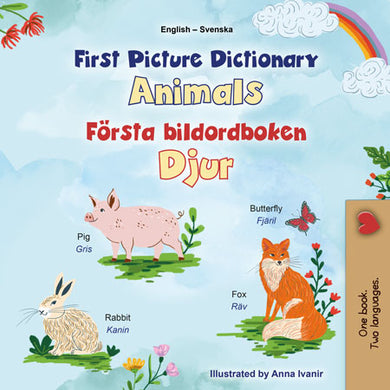 First-Picture-Dictionary-Animals-English-Swedish-Bilingual-children-book-cover