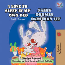 English-French-Bilingual-children's-picture-book-I-Love-to-Sleep-in-My-Own-Bed-Shelley-Admont-cover