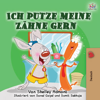 German-language-childrens-bedtime-story-I-Love-to-Brush-My-Teeth-Shelley-Admont-cover