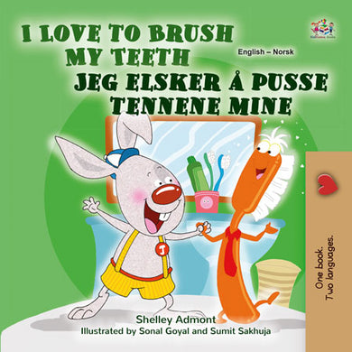 I-Love-to-Brush-My-Teeth-Shelley-Admont-English-Norwegian-Bilingual-children-book-cover