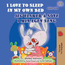 I-Love-to-Sleep-in-My-Own-Bed-Shelley-Admont-English-Norwegian-Book-for-Kids-cover