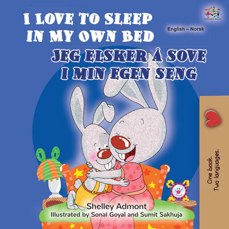 I-Love-to-Sleep-in-My-Own-Bed-Shelley-Admont-English-Norwegian-Book-for-Kids-cover