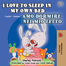 English-Italian-Bilingual-Children's-picture-book-I-Love-to-Sleep-in-My-Own-Bed-Shelley-Admont-cover