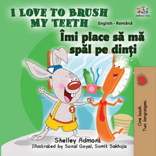 Romanian-Bil-language-childrens-bedtime-story-I-Love-to-Brush-My-Teeth-Shelley-Admont-cover