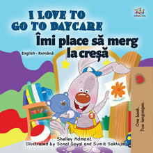 Romanian-English-I-Love-to-Go-to-Daycare-Shelley-Admont-Kids-book-cover