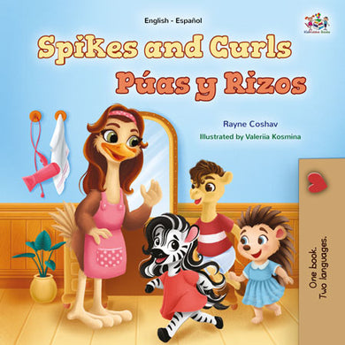 Spikes-and-Curls-Rayne-Coshav-English-Spanish-children-book-cover
