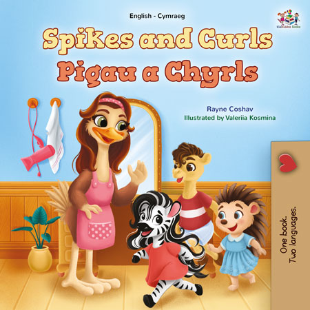 Spikes-and-Curls-Rayne-Coshav-English-Welsh-children-book-cover
