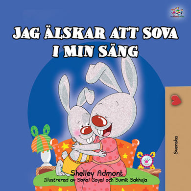 Swedish-language-children's-bedtime-story-I-Love-to-Sleep-in-My-Own-Bed-Shelley-Admont-cover
