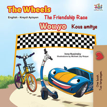 The-Wheels-The-Friendship-Race-Inna-Nusinsky-English-Haitian-Creole-Kids-book-cover