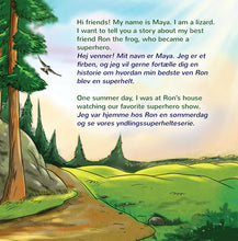 Bilingual-English-Danish-children's-book-Being-a-superhero-page1