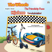 Bilingual-English-Danish-kids-cars-story-Wheels-The-Friendship-Race-cover
