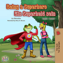 Bilingual-English-German-children's-book-Being-a-superhero-cover