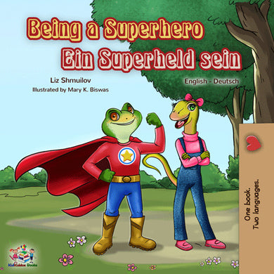Bilingual-English-German-children's-book-Being-a-superhero-cover