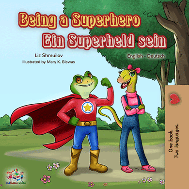 Bilingual-English-German-children's-book-Being-a-superhero-cover