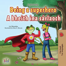 Bilingual-English-Irish-children's-book-Being-a-superhero-cover