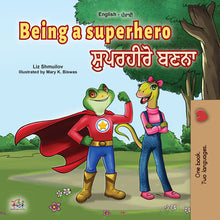 Bilingual-English-Punjabi-Gurmukhi-children_s-book-Being-a-superhero-cover