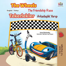Bilingual-English-Turkish-kids-cars-story-Wheels-The-Friendship-Race-cover