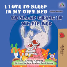 English-Afrikaans-Bilingual-Children's-bunnies-Story-I-Love-to-Sleep-in-My-Own-Bed-cover