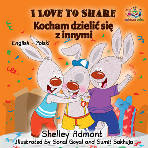 English-Polish-Bilingual-children's-bunnies-book-Shelley-Admont-I-Love-to-Share-cover