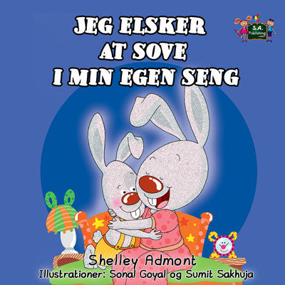 Danish-Bilingual-childrens-bunnies-book-I-Love-to-Sleep-in-My-Own-Bed-Shelley-Admont-cover
