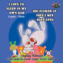 English-Danish-Bilingual-Children's-picture-book-I-Love-to-Sleep-in-My-Own-Bed-cover
