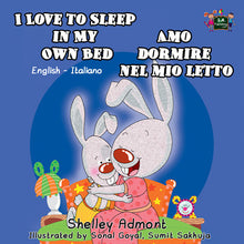 English-Italian-Bilingual-Children's-picture-book-I-Love-to-Sleep-in-My-Own-Bed-Shelley-Admont-cover