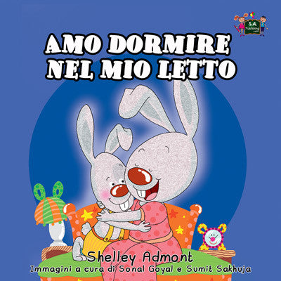 Italian-language-childrens-bunnies-book-Shelley-Admont-I-Love-to-Sleep-in-My-Own-Bed-cover
