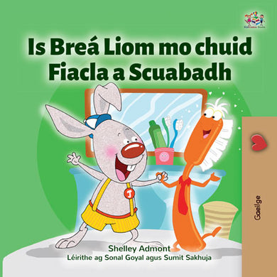 Irish-language-childrens-picture-book-I-Love-to-Brush-My-Teeth-Shelley-Admont-cover