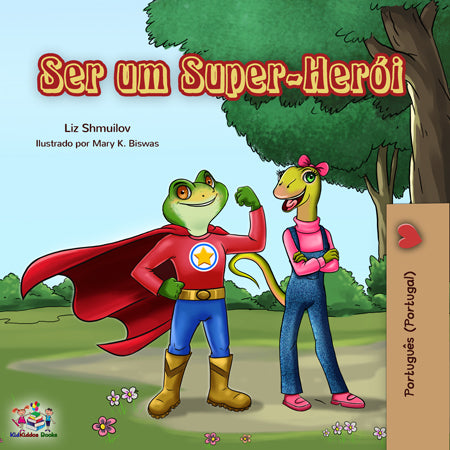 Portuguese-Portugal-language-childrens-bedtime-story-Being-a-Superhero-cover
