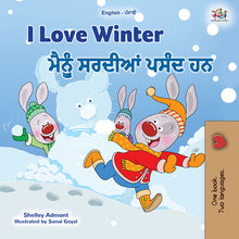 Punjabi-Gurmukhi-Bilingual-book-kids-seasons-I-Love-Winter-KidKiddos-cover