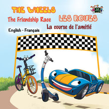 Bilingual-English-French-kids-cars-book-Wheels-The-Friendship-Race-cover