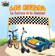 Spanish-Language-children's-cars-picture-book-Wheels-The-Friendship-Race-cover